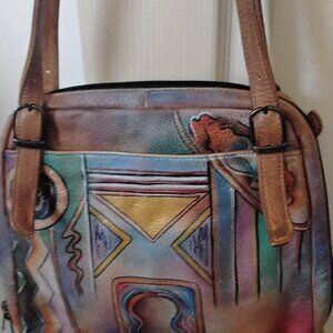 Anuschka leather multicolored purse pre owned